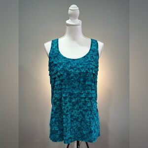 Blue Ann Taylor Shirred Sleeveless Blouse Size S EUC